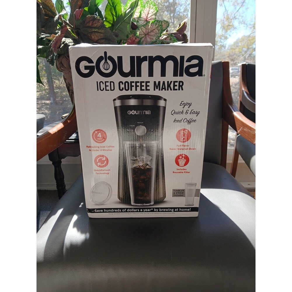 Gourmia Iced Coffee Maker W/Tumbler & Straw